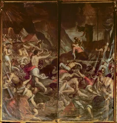 Két orgonaajtó, amelyek a tüzes kígyókat ábrázolják, akik megfertőzik Mózes táborát Áron halála után, 1600